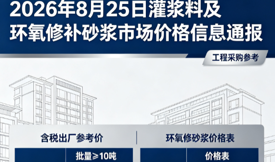 乳源2026年8月25日灌浆料及环氧修补砂浆市场价格信息通报